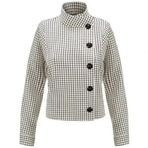CAbi Jackets & Blazers - Women's CABI # 3173 Windowpane Plaid Black & White Jacket XS